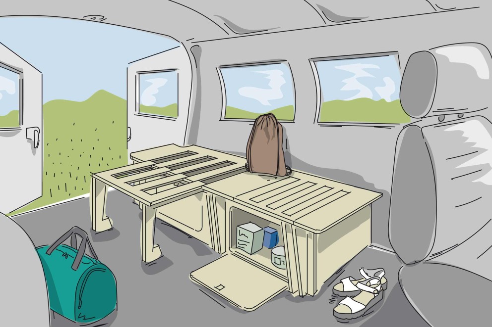 Campingbox Bett für Volkswagen aufbauen