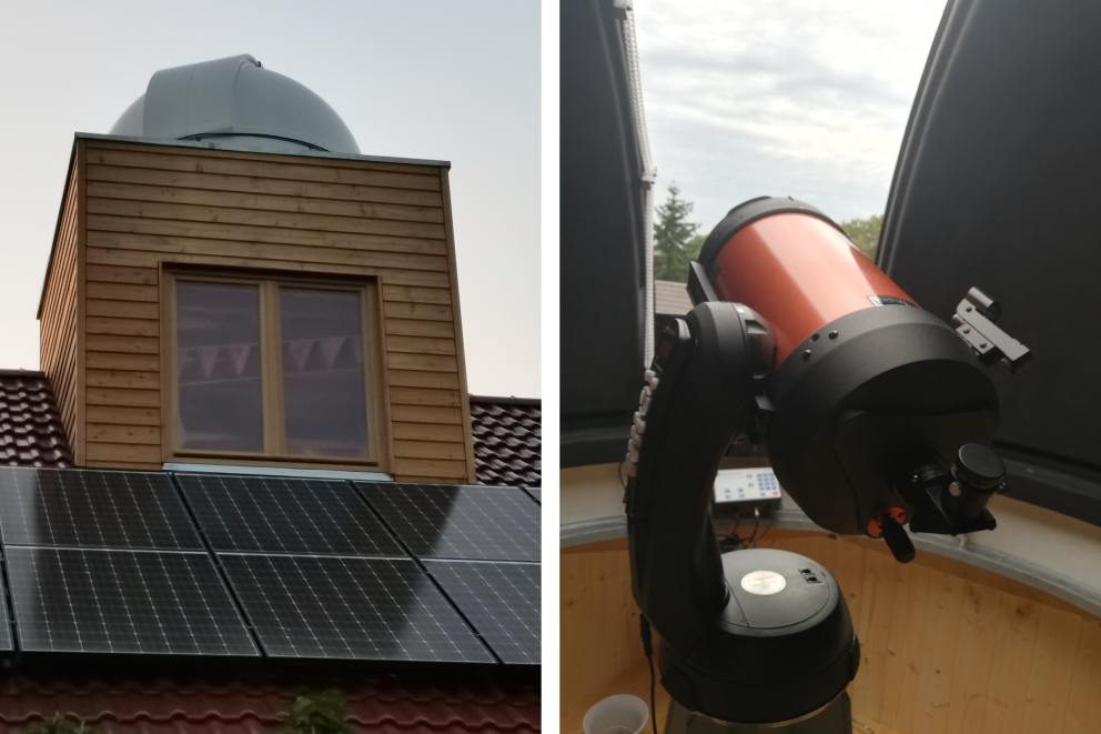 Kay Michael Thonacks ganzer Stolz: die fertig gebaute Sternwarte. Sie steht auf seinem Scheunendach im brandenburgischen Sewekow. Kay Michael Thonacks ganzer Stolz: die fertig gebaute Sternwarte. Sie steht auf seinem Scheunendach im brandenburgischen Sewekow.