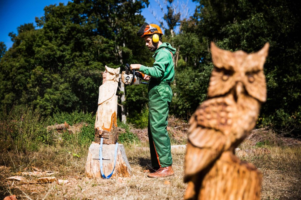 
							Maintenant ou jamais: Sascha sculpte à la tronçonneuse
						