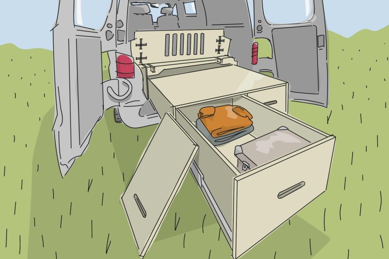 Monter un lit de coffre de camping & système de tiroirs pour Volkswagen Monter un lit de coffre de camping & système de tiroirs pour Volkswagen