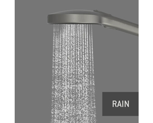 Handbrause mit Wasserstrahl im Regenmodus