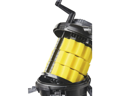 Filtre d''aquarium avec manivelle de nettoyage et éponge filtrante