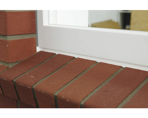 Vue détaillée d''un appui de fenêtre en briques de maçonnerie