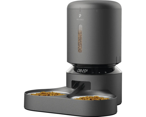 Futterautomat Pet Libro Granary Dual Food Tray 5L schwarz, programmierbarer smarter Futterautomat Automatischer Futterautomat für Haustiere mit Zeitanzeige