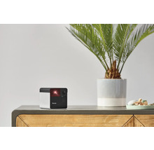 Caméra pour animaux de compagnie Petcube sur une armoire avec une plante d''intérieur