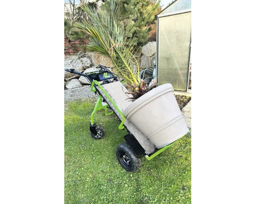 Brouette avec plante en pot dans le jardin