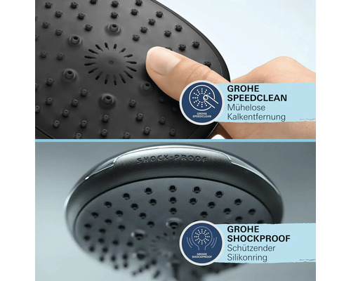 Grohe Handbrause mit Speedclean Funktion und stoßfestem Silikonring