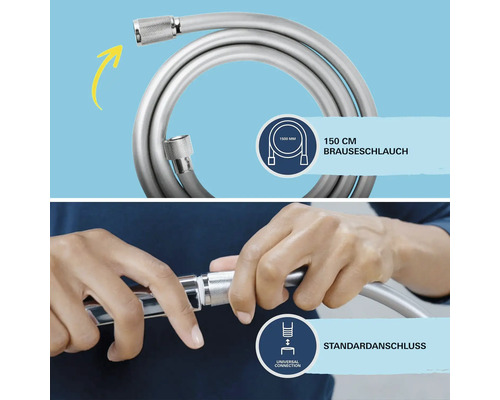 Brauseschlauch, 150 Zentimeter, Standardanschluss