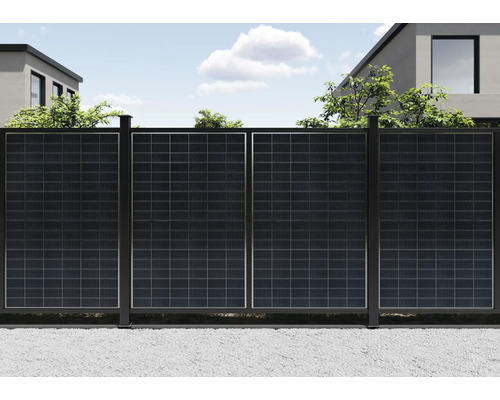 Clôture de protection visuelle avec cellules solaires pour le jardin