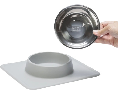Gamelle pour animaux avec insert en acier inoxydable et base en silicone antidérapante