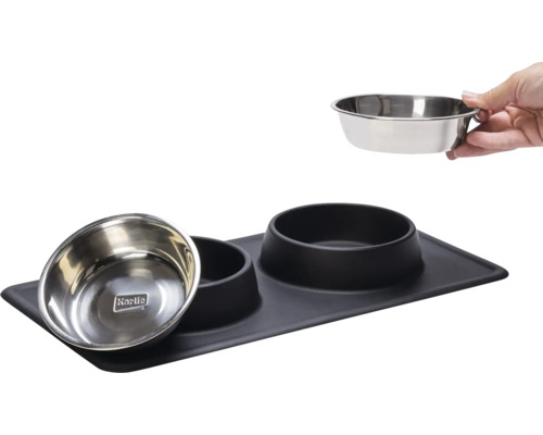 Gamelle avec écuelle en acier inoxydable et logo Karlie