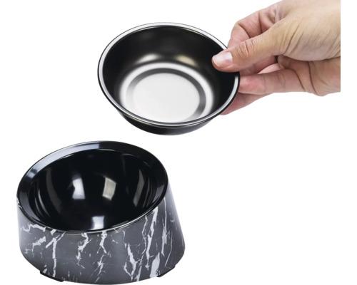 Erhöhter Hundenapf mit Edelstahleinsatz