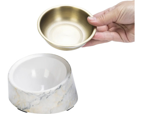 Keramik Napfständer mit Edelstahlnapf für Haustiere