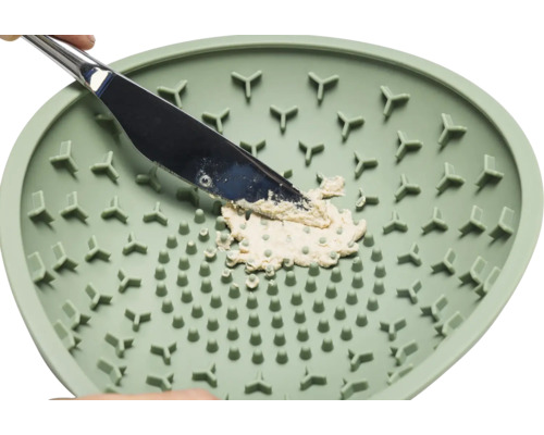 Silikonreibe mit Knoblauch und Spatel