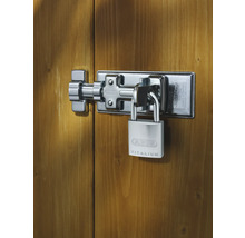 Serrure de boîte ABUS avec cadenas en titane sur porte en bois