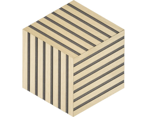 Würfel aus Holzpaneelen zur Wandgestaltung