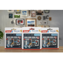 Tesa Powerstrips Click an de Gréisste Small, Medium a Large fir Objeten ze befestigen