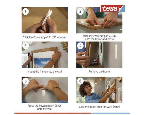 Instructions pour utiliser les bandes adhésives Tesa afin d''accrocher un cadre photo