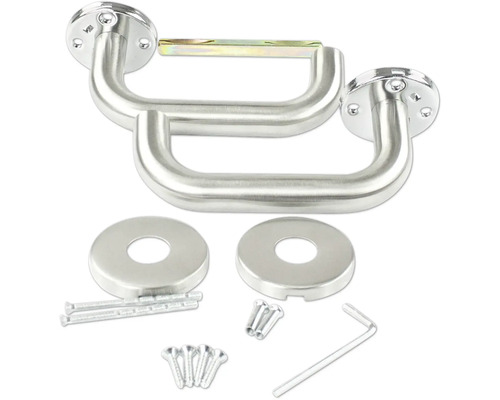 Edelstahl Türdrückergarnitur mit Rosetten und Befestigungsmaterial