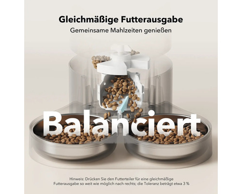 Automatischer Futterautomat für Haustiere mit zwei Futternäpfen