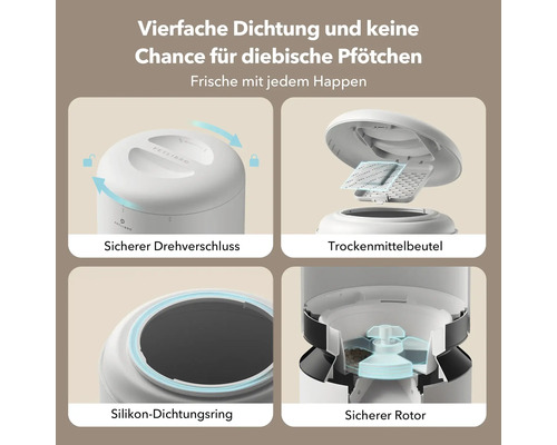 Produktmerkmale: Vierfache Dichtung, sicherer Drehverschluss, Trockenmittelbeutel, Silikondichtungsring und sicherer Rotor