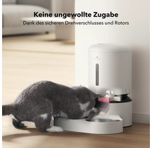 Automatische Futterstation für Katzen mit Katze beim Fressen
