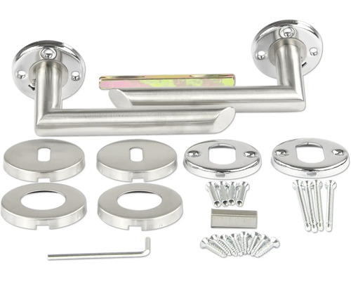 Türdrücker-Garnitur aus Edelstahl mit Befestigungsmaterial