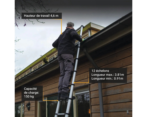 Échelle télescopique professionnelle Batavia aluminium 3,81 m
