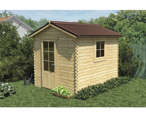 Holzgartenhaus mit Fenster und Tür im Garten