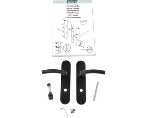 Perlura Türgriff-Garnitur mit Montageanleitung und Zubehör