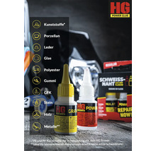 HG Power Glue Sekundenkleber Schweißnaht aus der Flasche 20 g Klebstoff und 40 g Granulat