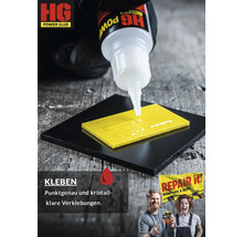 HG Power Glue Sekundenkleber Schweißnaht aus der Flasche 20 g Klebstoff und 40 g Granulat