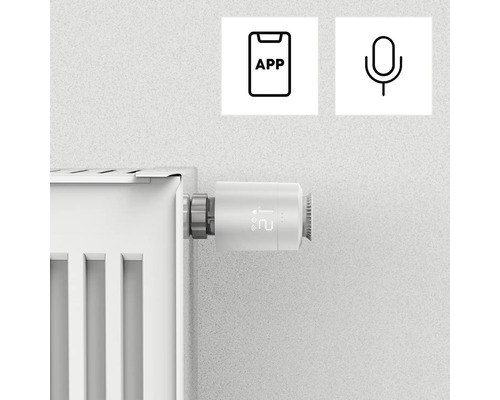 Thermostat de radiateur avec commande par application et vocale sur le radiateur