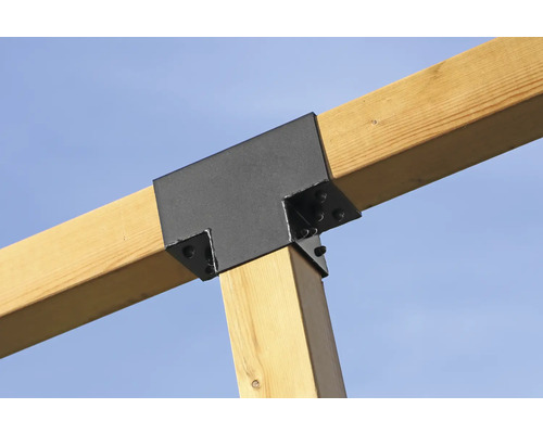 Construction en bois avec connecteur en T en métal et vis