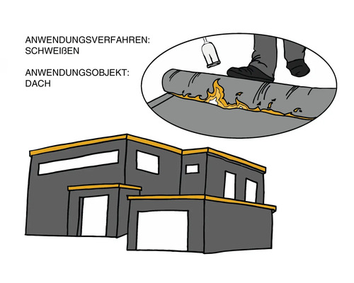 Illustration d''une maison, application du procédé de soudage sur le toit