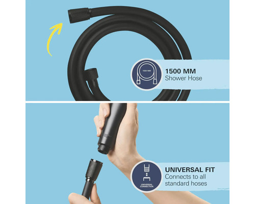 Flexible de douche de 1500 millimètres avec raccord universel