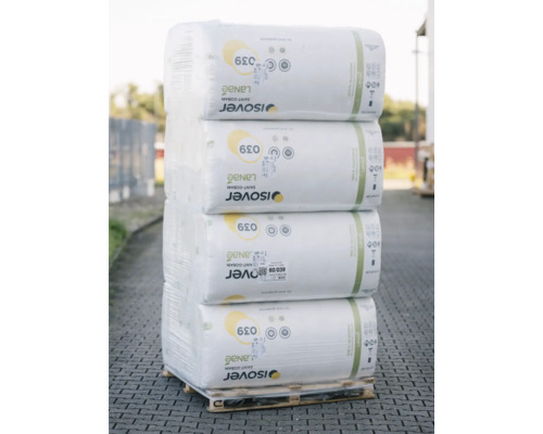 Palette de paquets d''isolation en laine de verre Isover Saint Gobain Lanae 039
