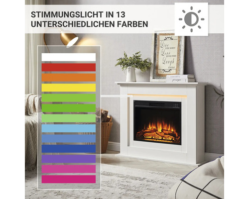 Dekorativer Elektrokamin mit 13 verschiedenen Farben für Stimmungslicht