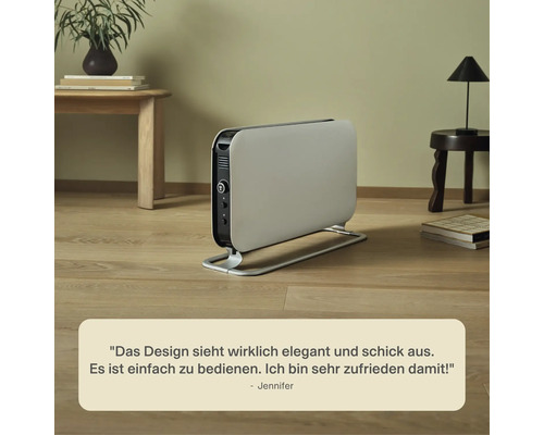 Radiateur élégant et portable dans un espace de vie avec panneau de commande