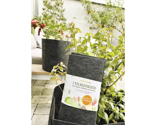 Deux sacs de culture en tissu textile pour légumes, herbes et fleurs avec deux poignées de transport chacun