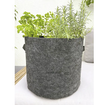 Bac de plantation gris en feutre avec herbes aromatiques