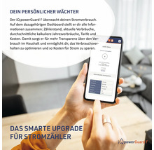 Eine Person bedient ein Smartphone mit einer App zur Überwachung des Stromverbrauchs.