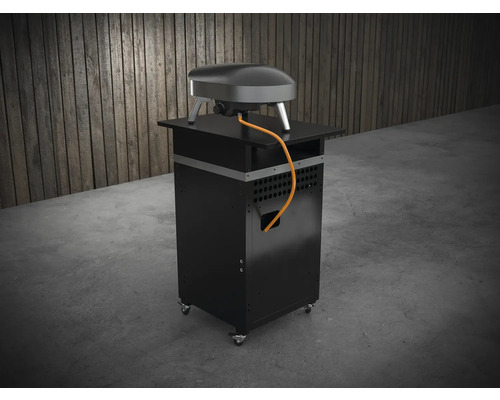 Four à pizza sur support à roulettes avec raccordement au gaz