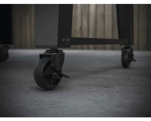 Roue avec frein de stationnement sur un barbecue