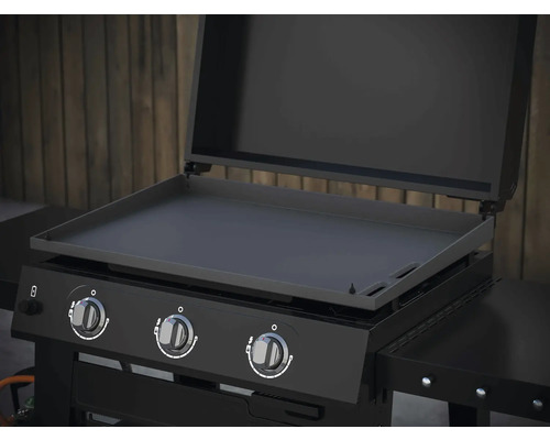 Gril avec trois brûleurs et plaque de cuisson