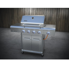 Barbecue à gaz en acier inoxydable avec quatre brûleurs et meuble bas