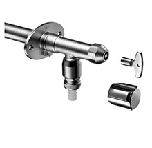 Robinet d''équerre avec rosace, clé et capuchon