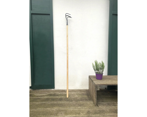 Sarcloir de jardin à trois dents avec manche en bois