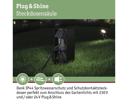 Steckdosensäule für den Garten zur Stromversorgung von Gartenleuchten