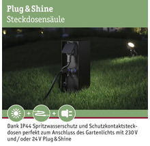 Plug and Shine Steckdosensäule zur Stromversorgung im Garten
